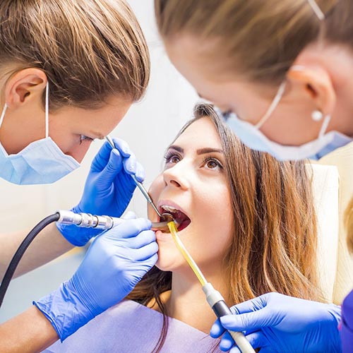 a patient getting dental care